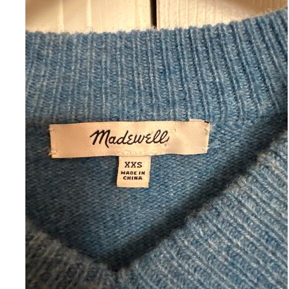 Madewell Blue 100% Merino Wool V-Neck Sweater XXS - Picture 2 of 7